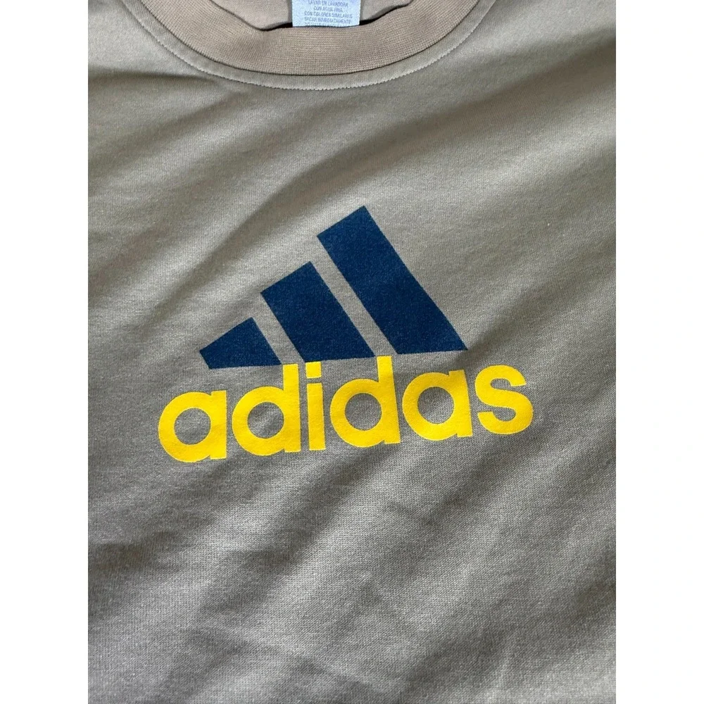 VINTAGE Adidas Shirt Adult Large Brown Spellout 3 Stripes Sleeve Y2K Mens